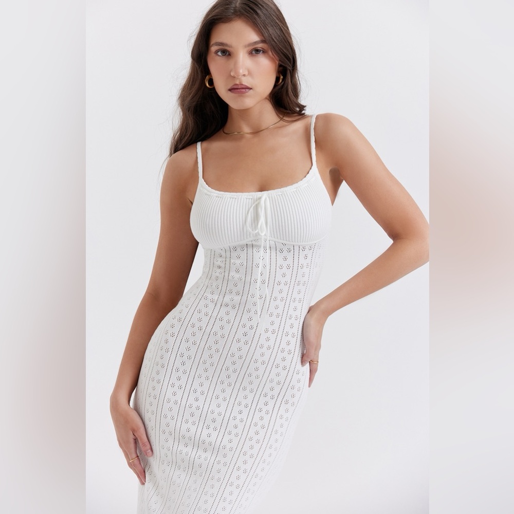 House of CB MYLA White Knit Maxi Dress women’s size XS NWT - Picture 5 of 16